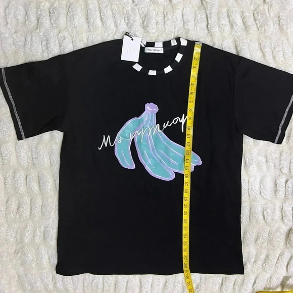 NWT MACYMCCOY Men’s Blue Banana Print Black T-Shirt - Picture 11 of 13